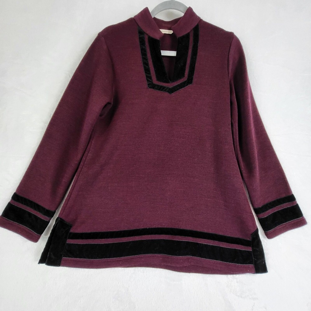 Soft‎ Surroundings Sweater Women's small Wool Maroon Knit Tunic Pullover Career